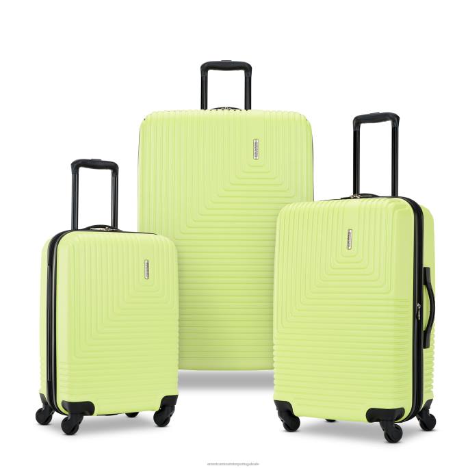 American Tourister aipo verde conjunto de 3 peças ranhura bagagem TRV46106